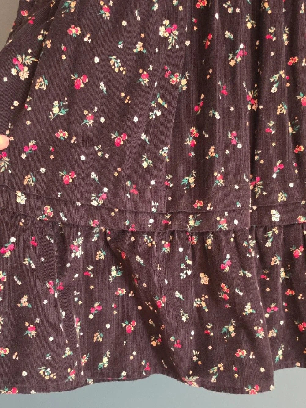 Women Floral Tiered Dress - Black with Red & Cream Floral